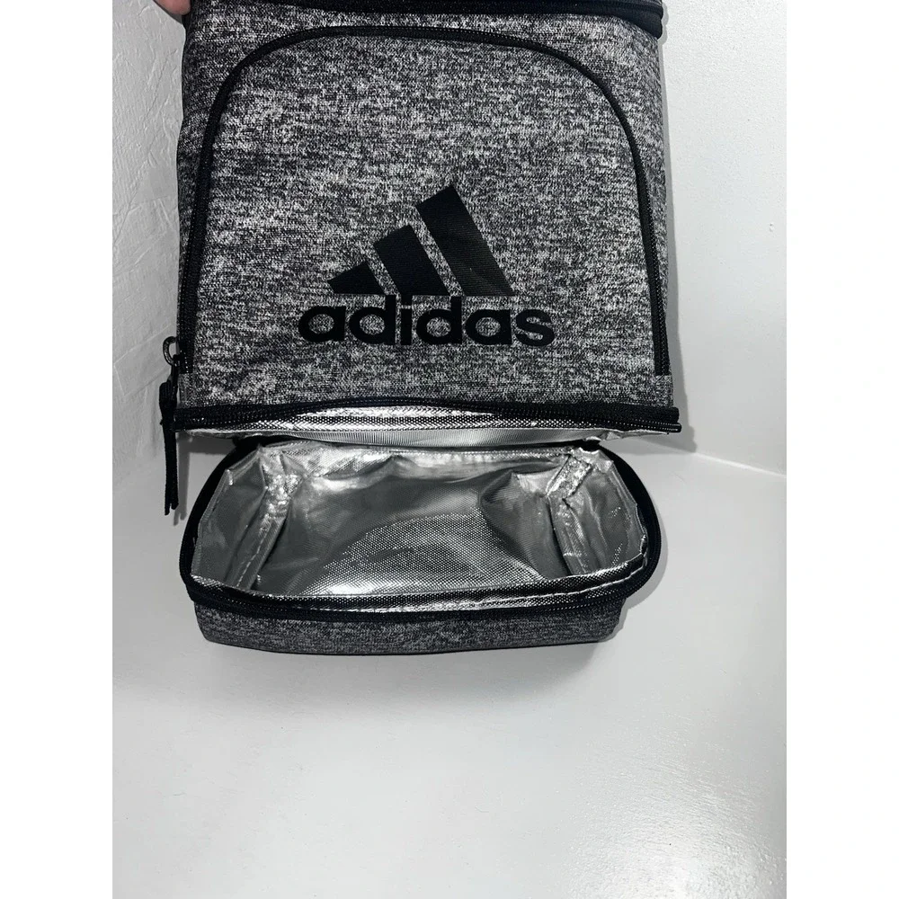Adidas Excel Insulated Lunch Bag Gray Lunchbox Cooler Tote Meal Prep Picnic Kit